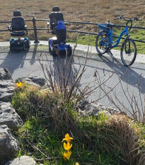 Some colourful signs of spring peeking through down at #Grange Prom. Not long now till we open the doors at the new #activetravelhub. 

If you are a resident, worker or a visitor to Grange-Over-Sands, we’d love to receive feedback about how you might use the hub for #ebikehire or using a FREE mobility scooter hire service.
Click the link in our bio to complete our short survey and let us know about your #mobility needs.
We look forward to welcoming you soon 😀

#ebikes #cycling #accessibletourism #accessibletravel #accessibledaysout #mobilityscooters #electricbikes #morecambebay #wheelchairhire @southlakesmobility @ageukbarrow @ageuklancashire @age_uk @grangeoversandsgc @grangepostoffice @grangelido @grangehotel @netherwoodhotelandspa @clarehousehotel @wandflibraries